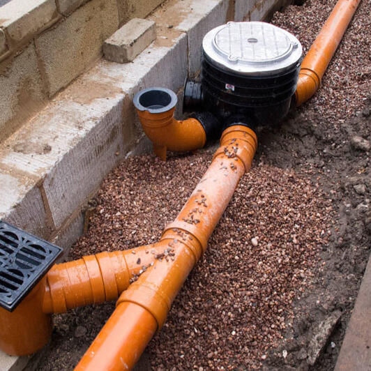 Expert drainage services provided by RLR Contracts, including unblocking and repairing external pipes and drainage systems.